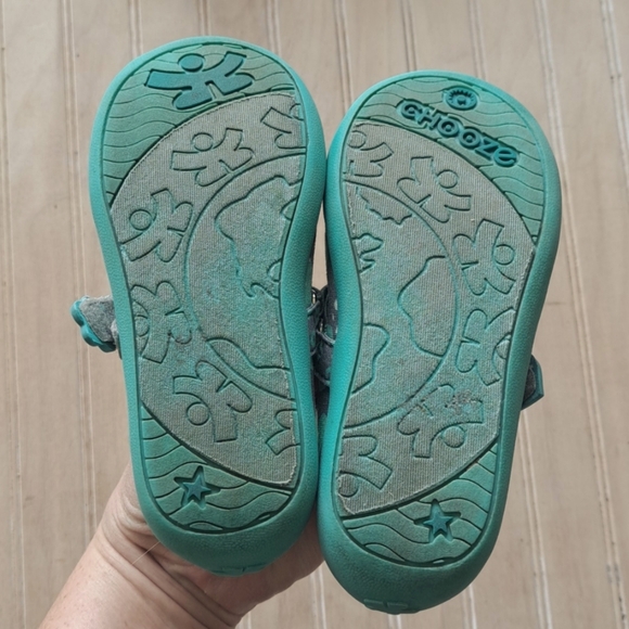 Chooze Blossom Turquoise Velcro Strap Slip On Fun Causal Mary Jane Flats - Picture 7 of 11